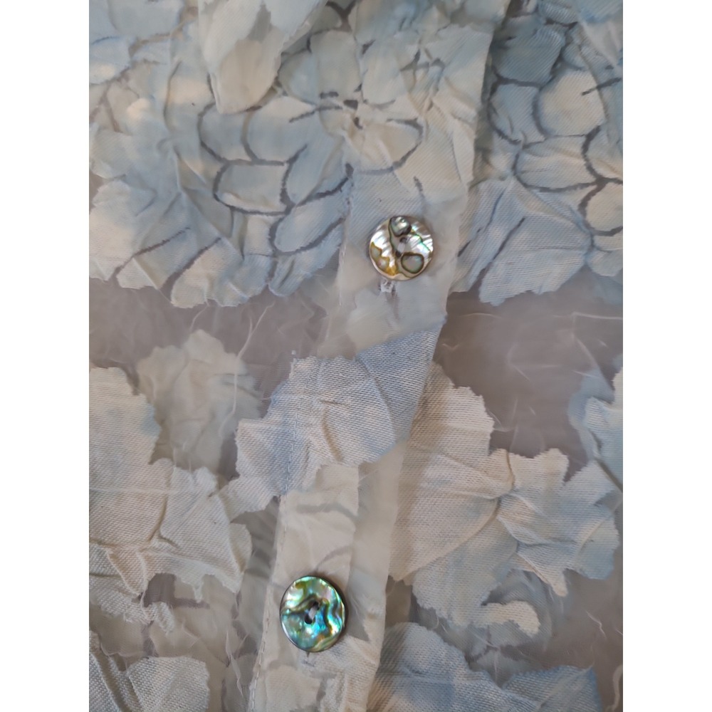 Vtg. Cynthia Max Women SZ Med. Semi sheer Floral Jacket lt. Blue floral boho USA - Picture 6 of 12